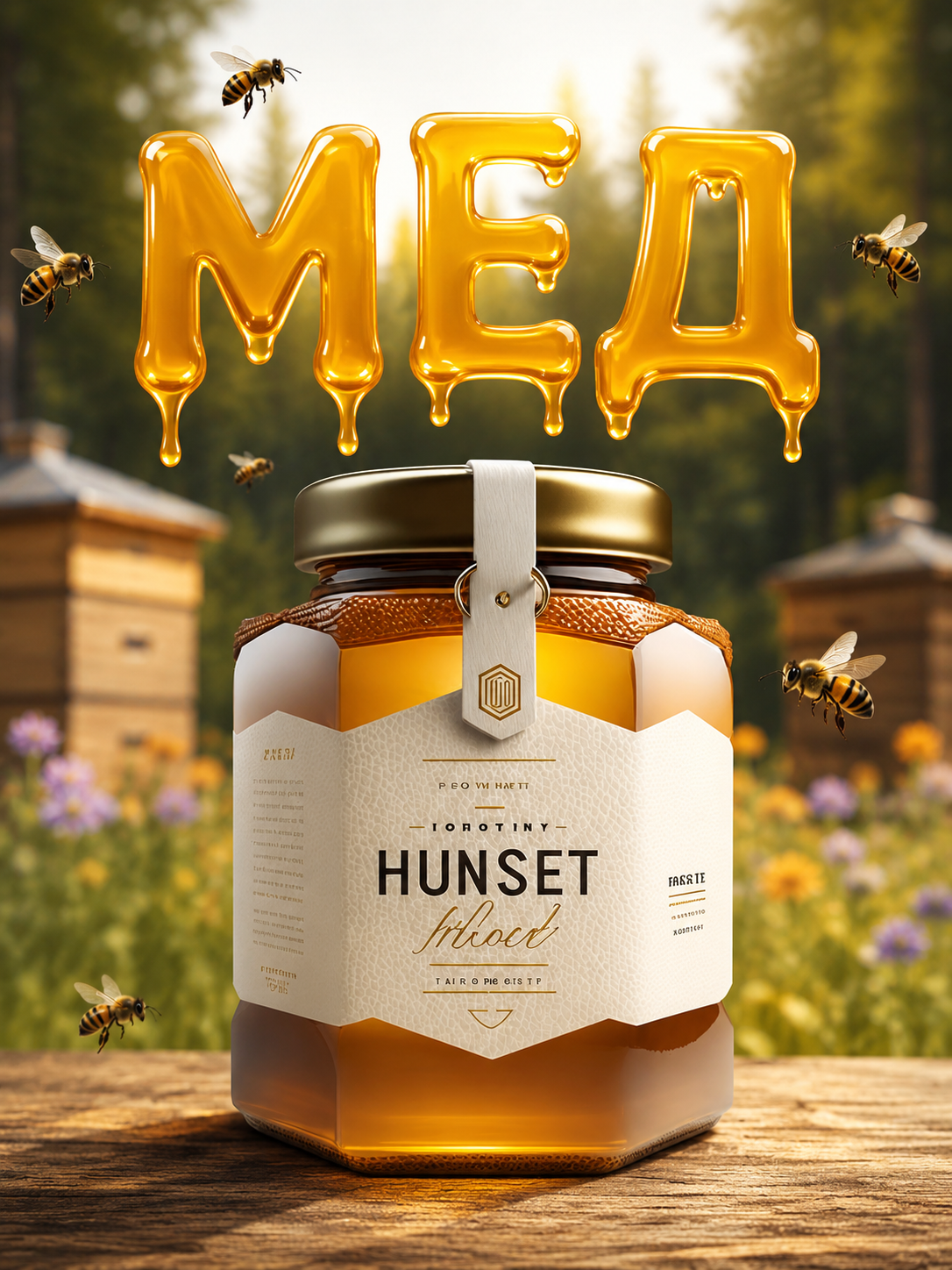 Instagram post: Honey typography integrates with product
