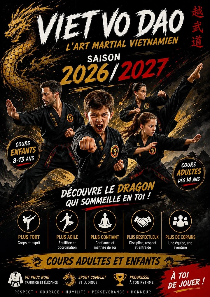 Martial Arts Academies creative ad: Family of martial artists in black uniforms striking poses