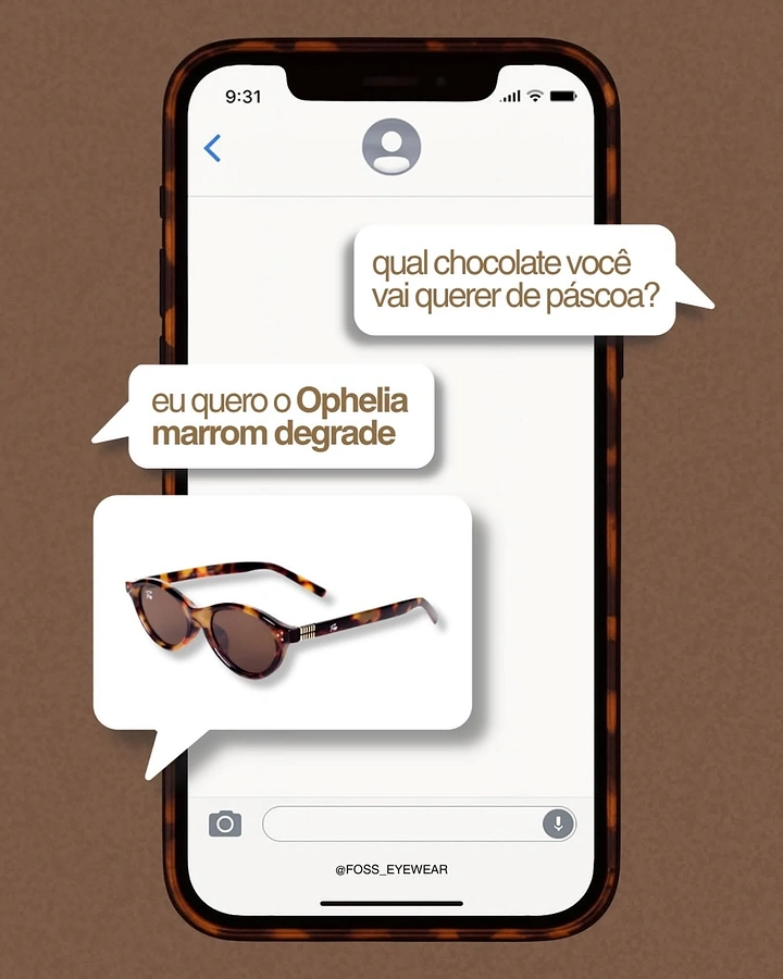 Easter creative ad: Phone chat mockup with tortoiseshell sunglasses