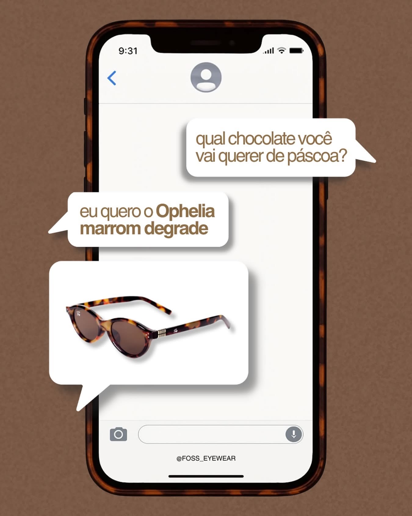 Easter Instagram post: Phone chat mockup with tortoiseshell sunglasses