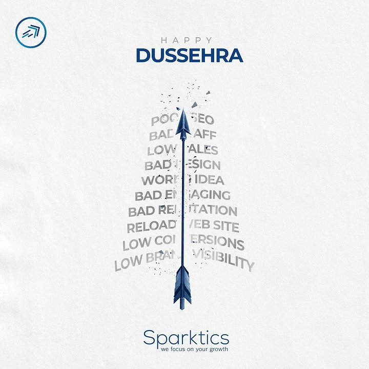 Dussehra creative ad: Arrow splitting a triangle of business-problem words