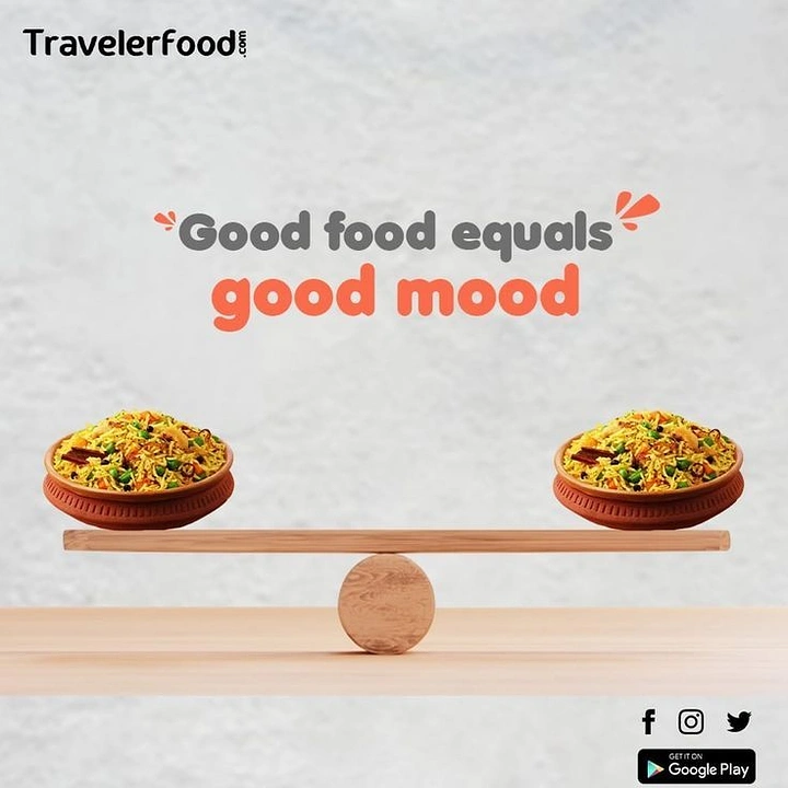 Cloud Kitchens & Food Trucks creative ad: Balance scale: good food equals mood