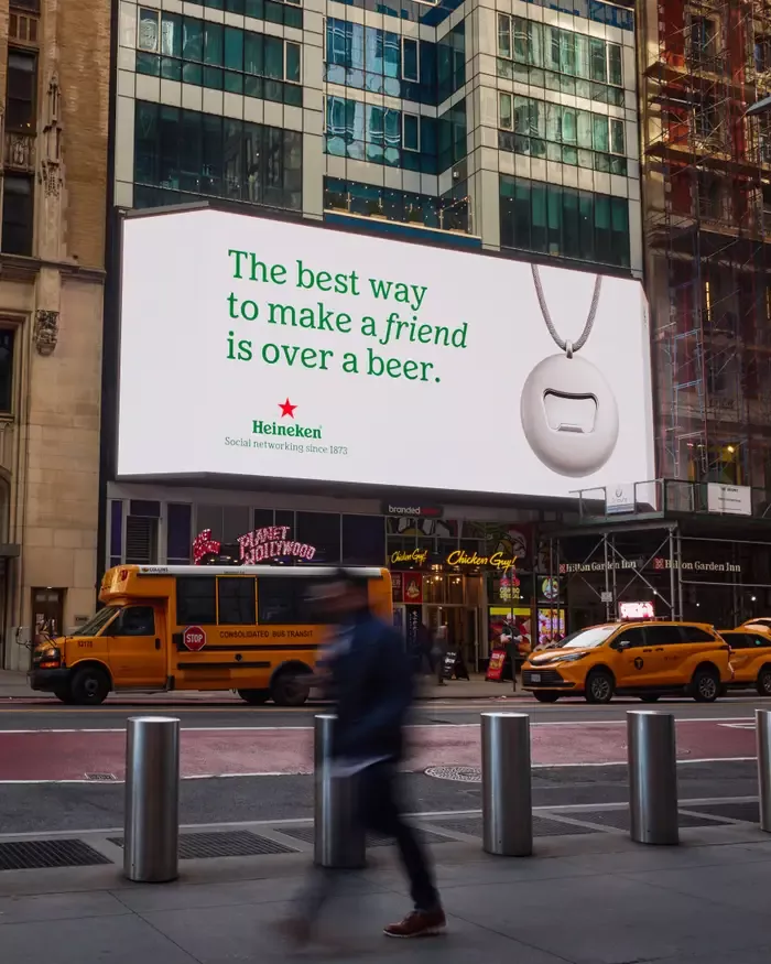 Instagram post: Beer and friendship form witty billboard