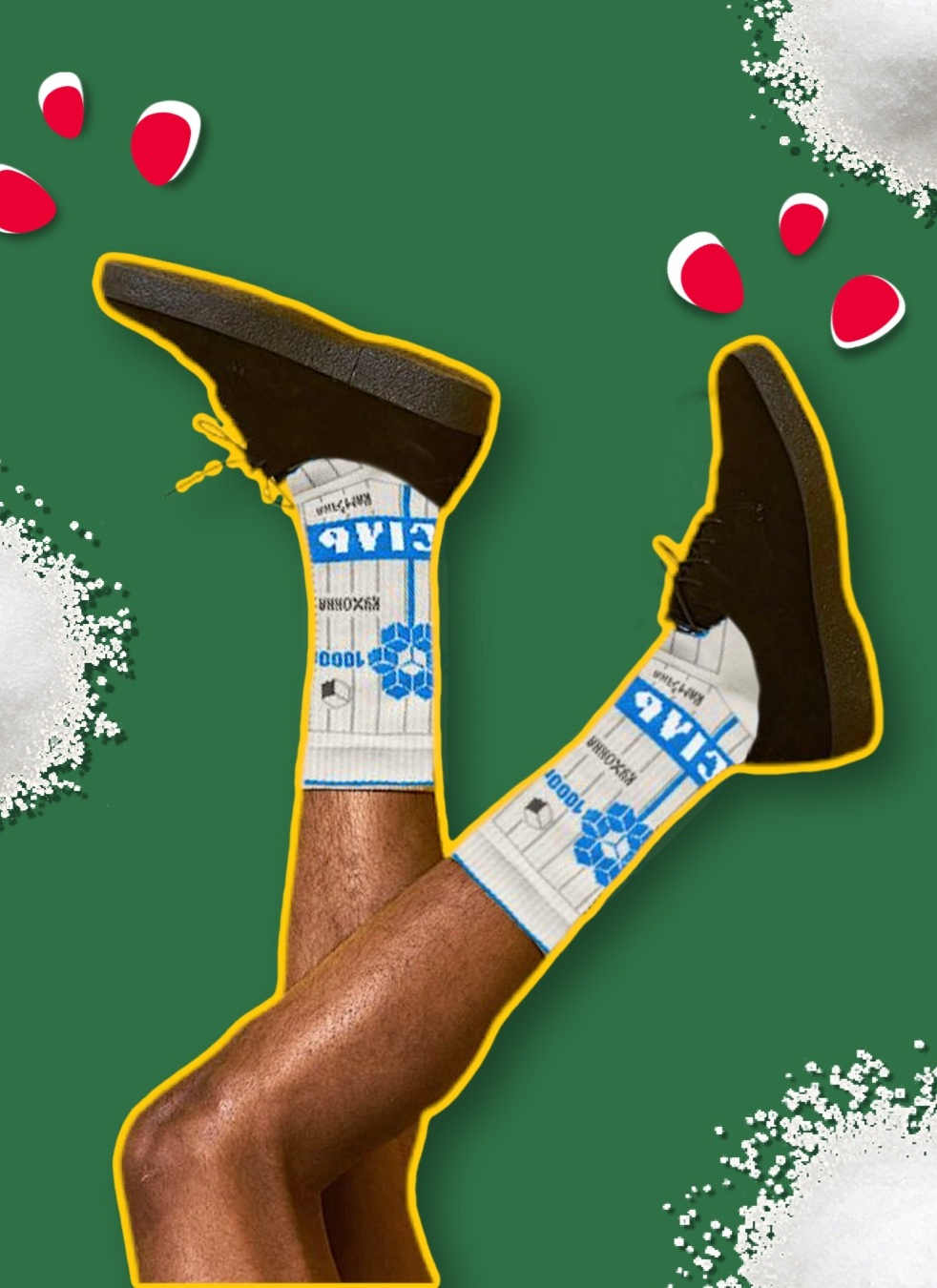 Instagram post: Graphic campaign with playful leg framing
