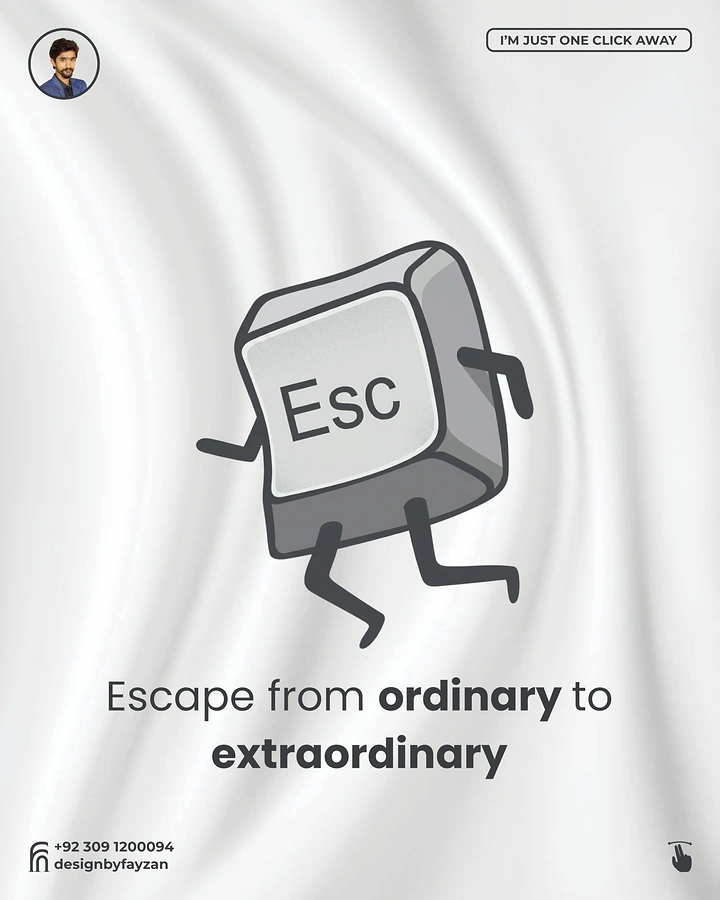 Escape Rooms creative ad: Escape key character makes witty visual pun