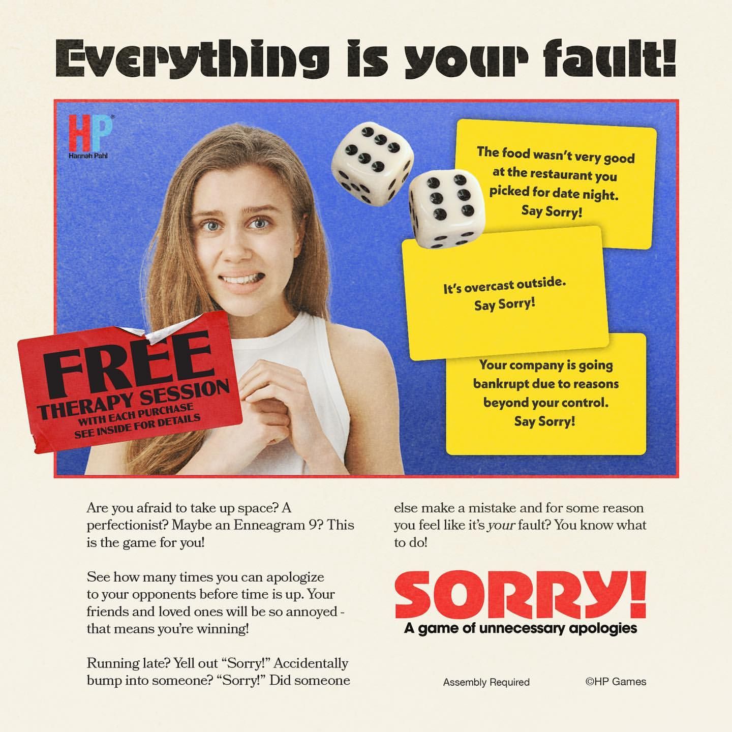Instagram post: Blame-the-game therapy campaign pun