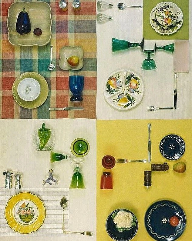 Tableware & Crockery creative ad: Grid-based table setting creates rhythm