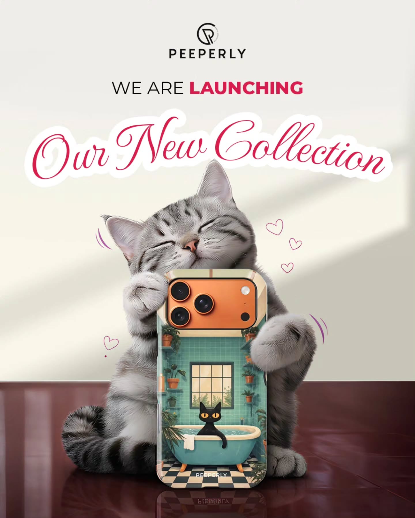 Instagram post: Cat holding launch product is memorable and playful