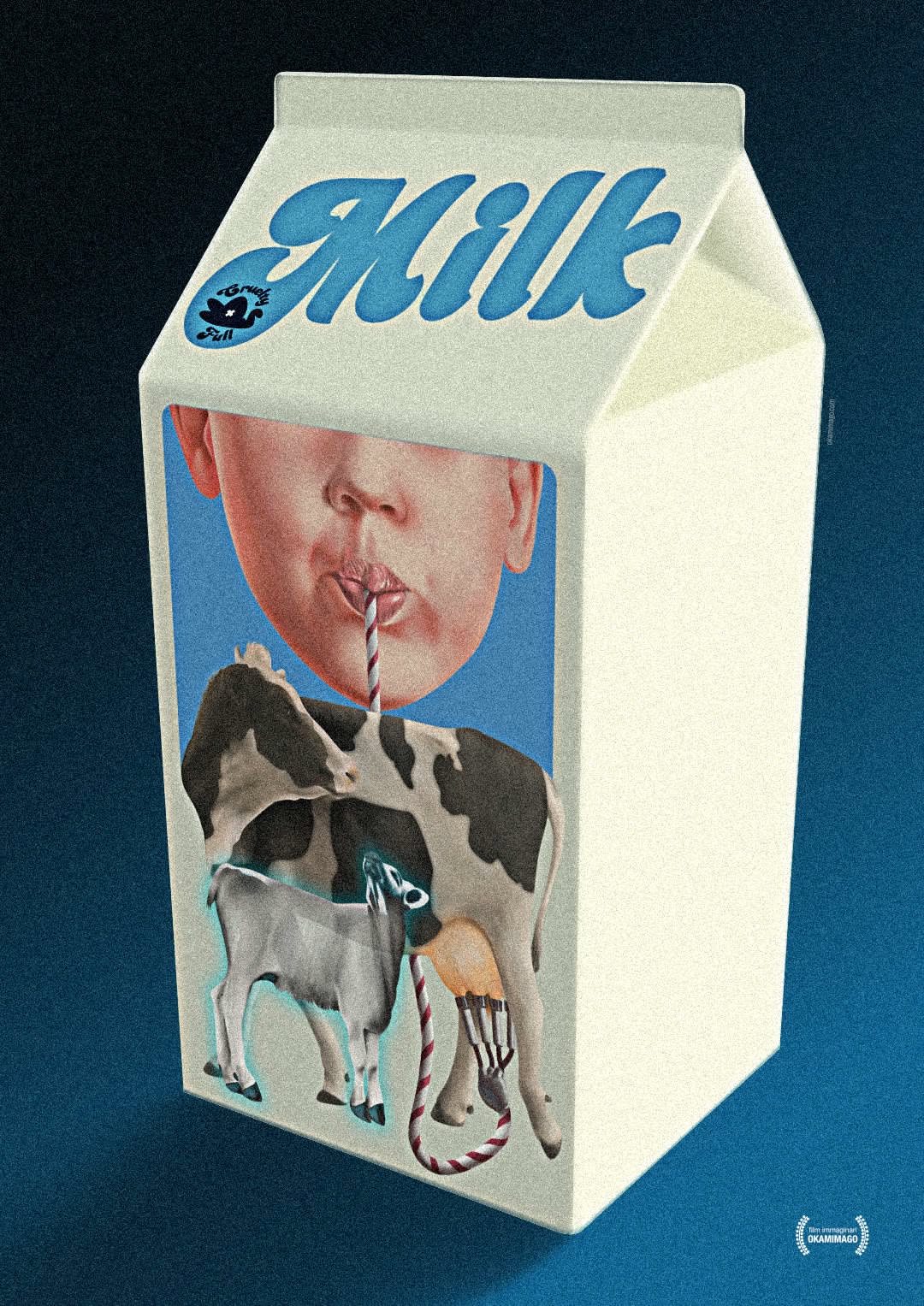 Story: Surreal carton, child sipping from cow