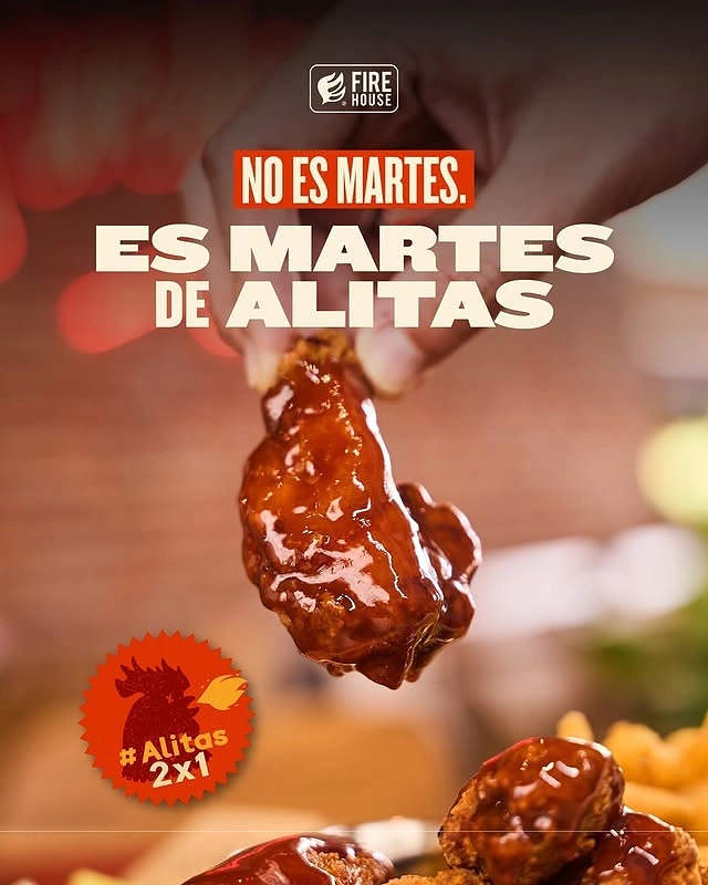 BBQ & Grill Restaurants creative ad: witty Wings Tuesday copy and strong photo