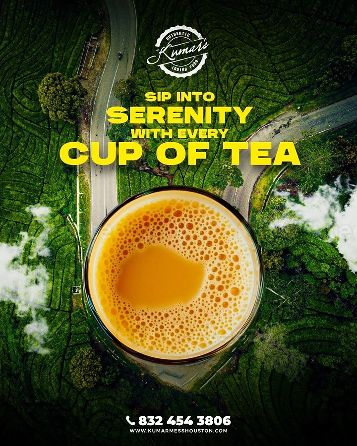 Tea & Chai Brands creative ad: Tea cup set into an aerial road landscape