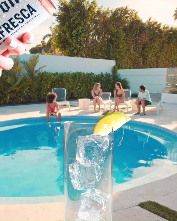 Tumblers, Flasks & Drinkware creative ad: Tumbler staged as poolside ice sculpture
