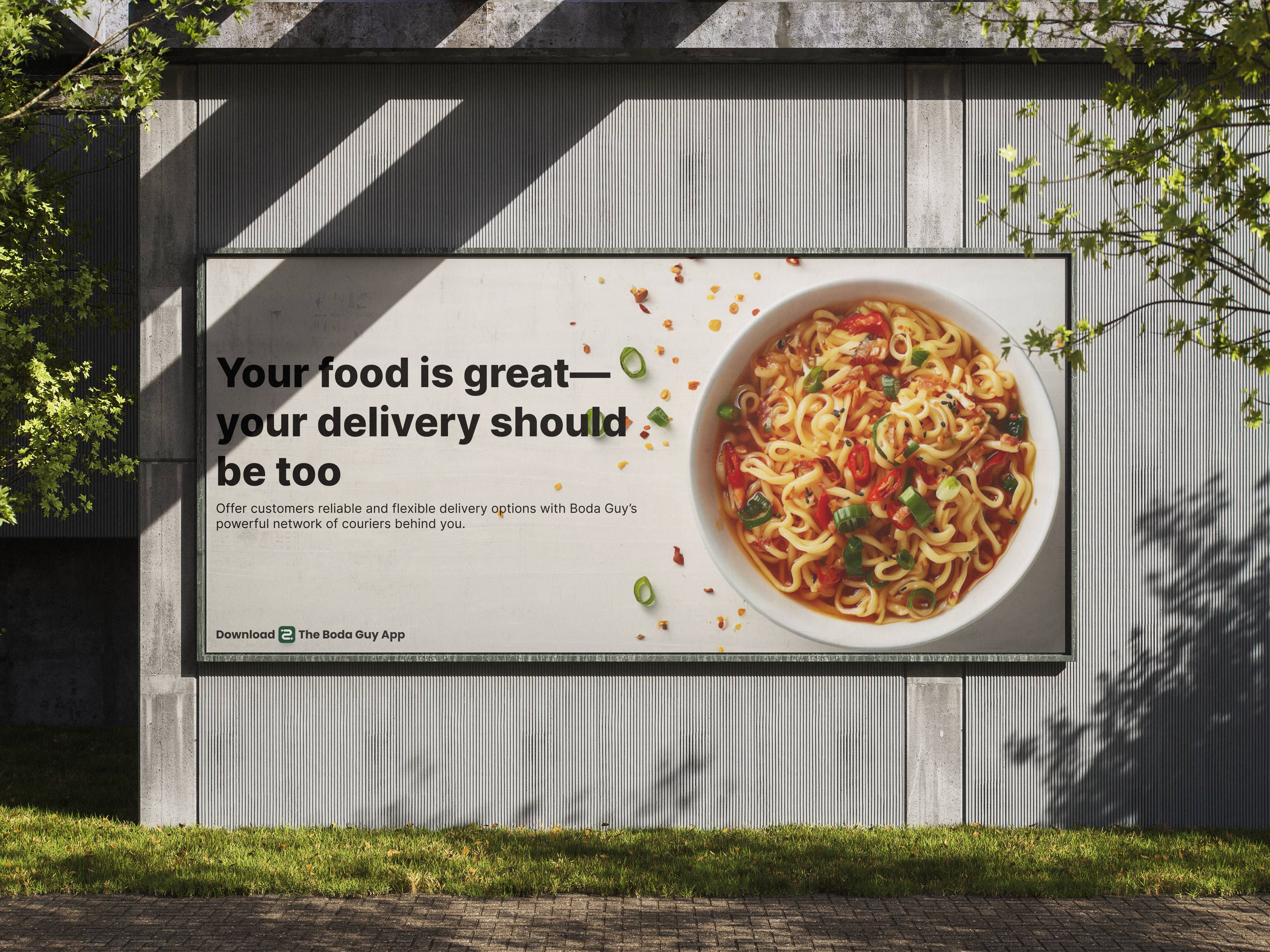 Banner: Delivery-quality copy creates clear premise