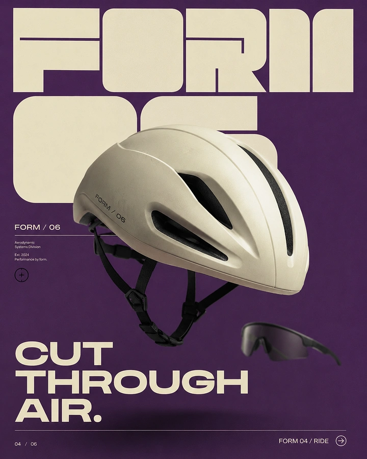 Helmets & Riding Gear creative ad: Cut-through-air idea drives sculptural composition