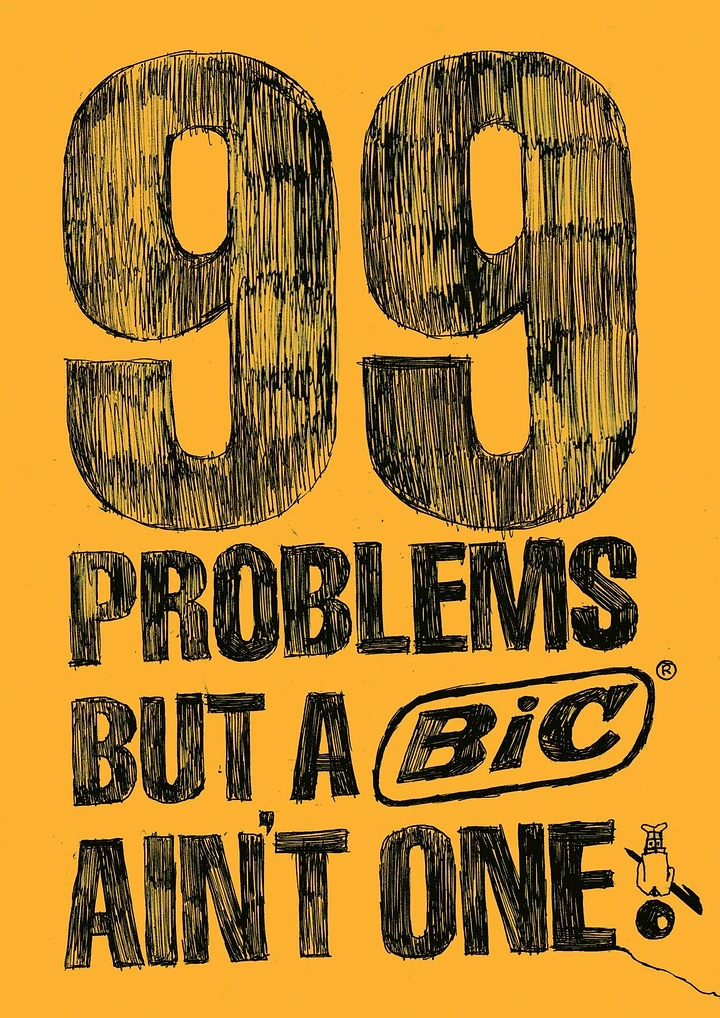 Pens & Writing Instruments creative ad: Sharp 99 Problems copy and typography
