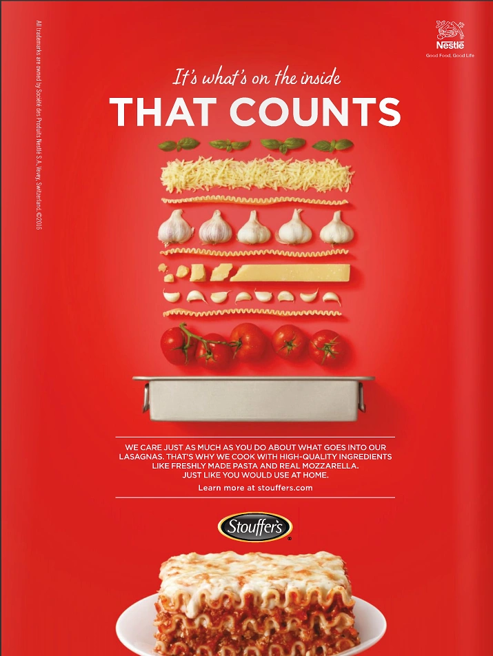 Instant Noodles & Pasta Brands creative ad: Clean deconstructed ingredient presentation.