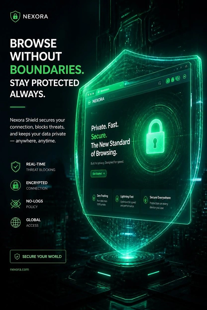Cybersecurity Companies creative ad: Browser transformed into security shield