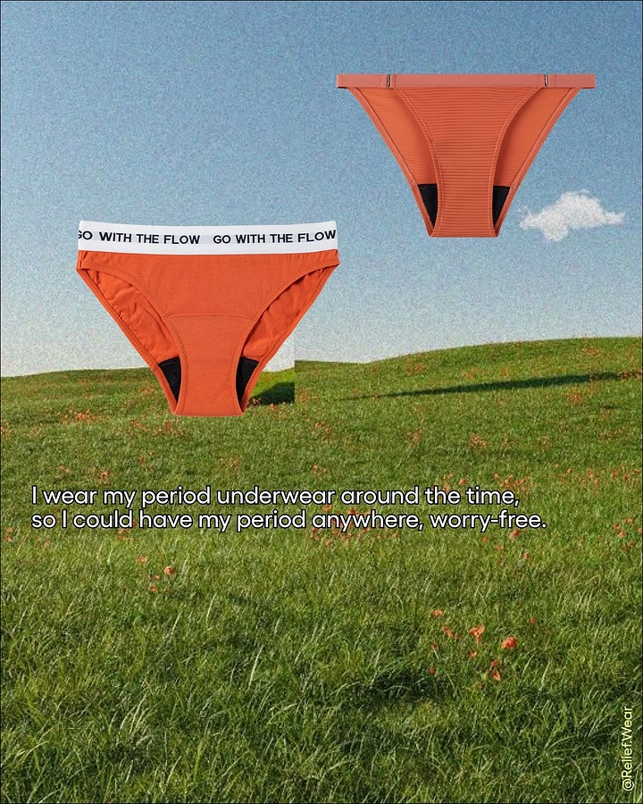 Period Care & Feminine Hygiene creative ad: Period underwear staged as floating sky objects