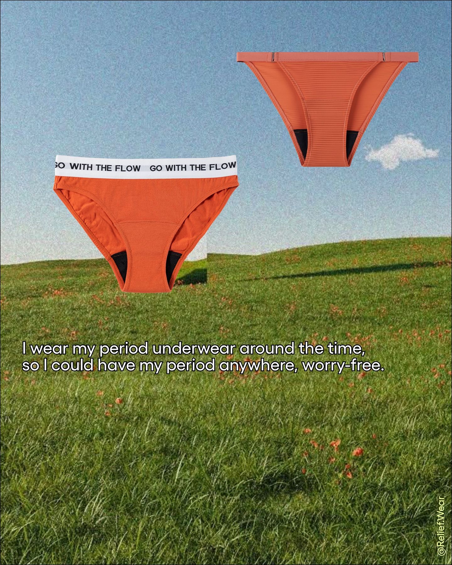 Instagram post: Period underwear staged as floating sky objects
