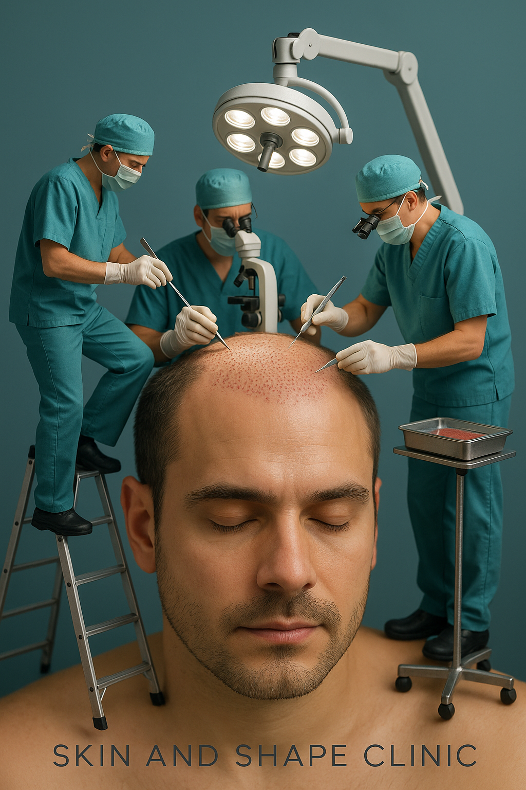 Story: Tiny surgeons on ladder planting scalp