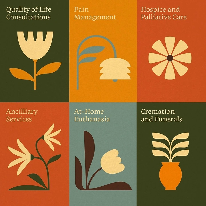 Senior Care creative ad: Flower-lifecycle icons for hospice services