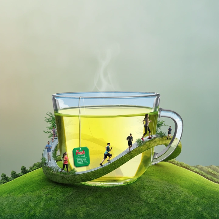 Tea & Chai Brands creative ad: Runners loop around teacup as track