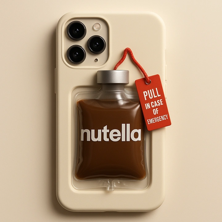 Phone Cases & Mobile Accessories creative ad: Nutella emergency tray is an excellent product pun