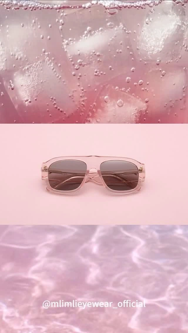 Sunglasses Brands creative ad: Pink pool texture frames sunglasses