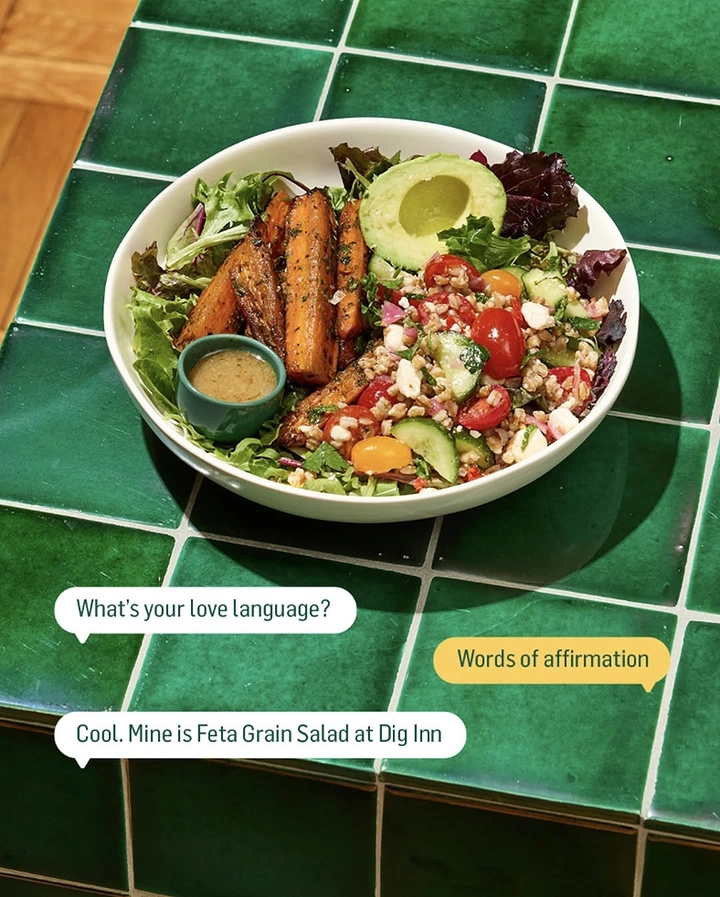 Salad Bars & Healthy Restaurants creative ad: Love-language chat concept makes salad social