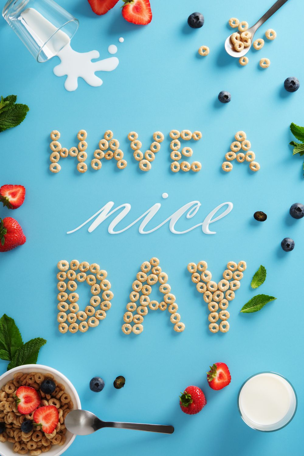 Story: Cereal arranged into playful typography