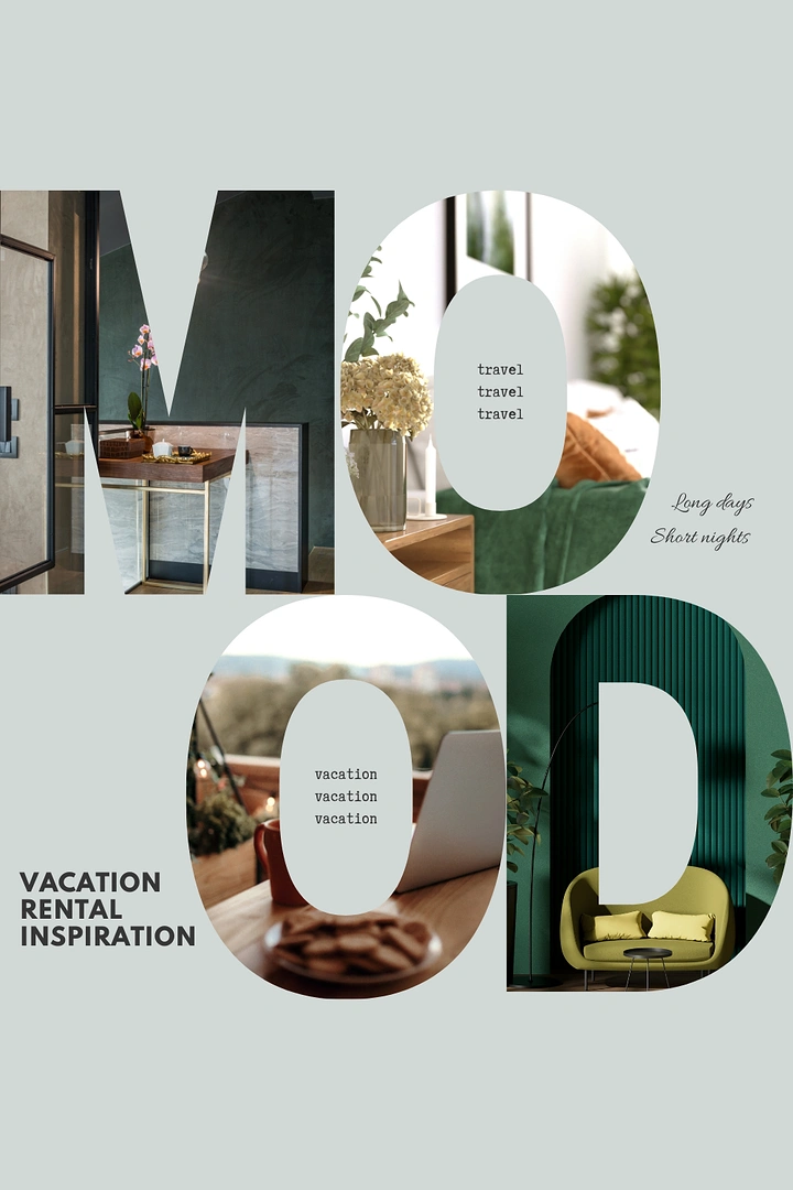 Vacation Rentals & Holiday Homes creative ad: Vacation imagery forms oversized letterforms