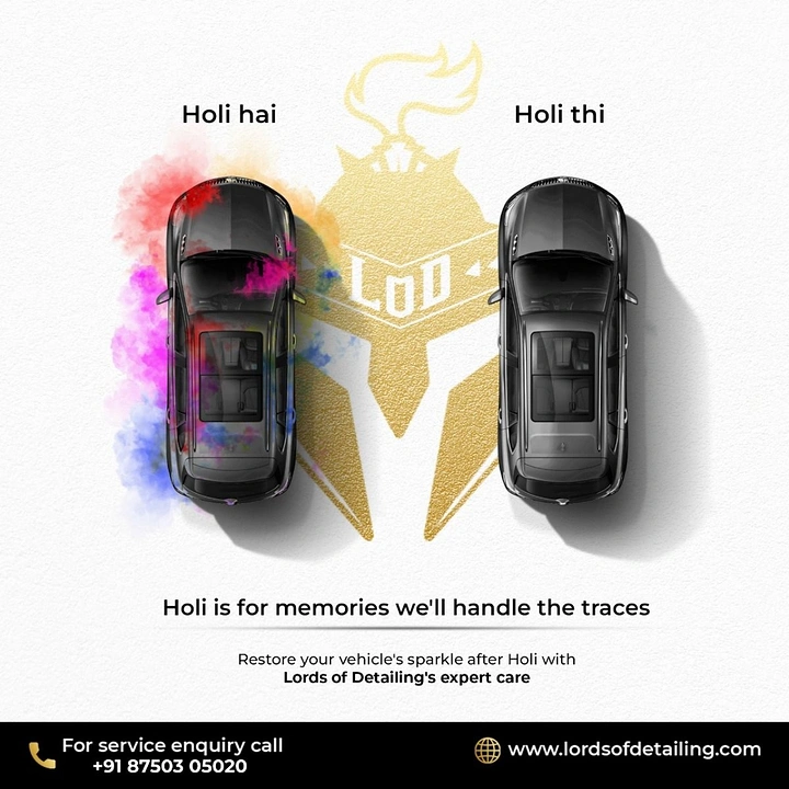 Holi creative ad: Holi hai/thi: coloured versus cleaned car
