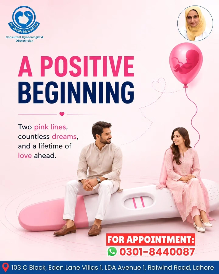 IVF & Fertility Clinics creative ad: Couple sitting on giant pregnancy test