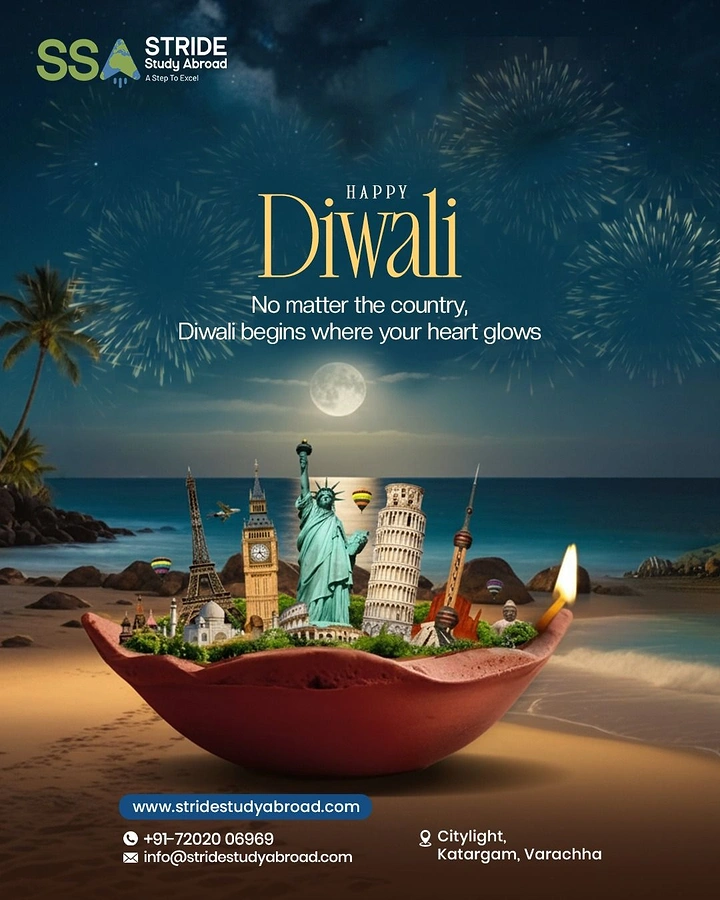 Diwali creative ad: World landmarks sitting inside a diya