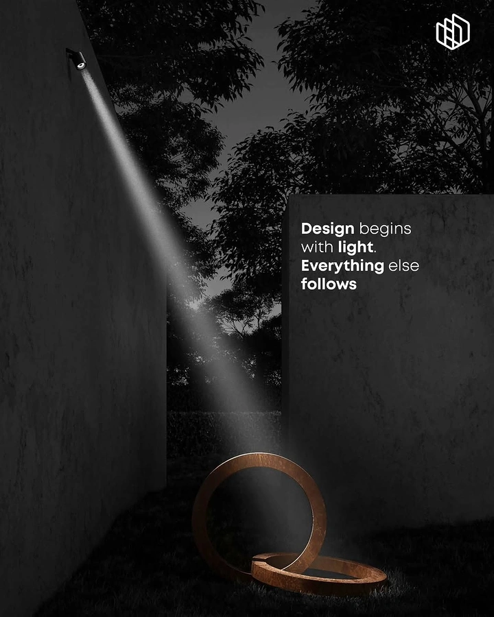 Lighting Stores & Lamps creative ad: Dramatic beam turns light into architecture
