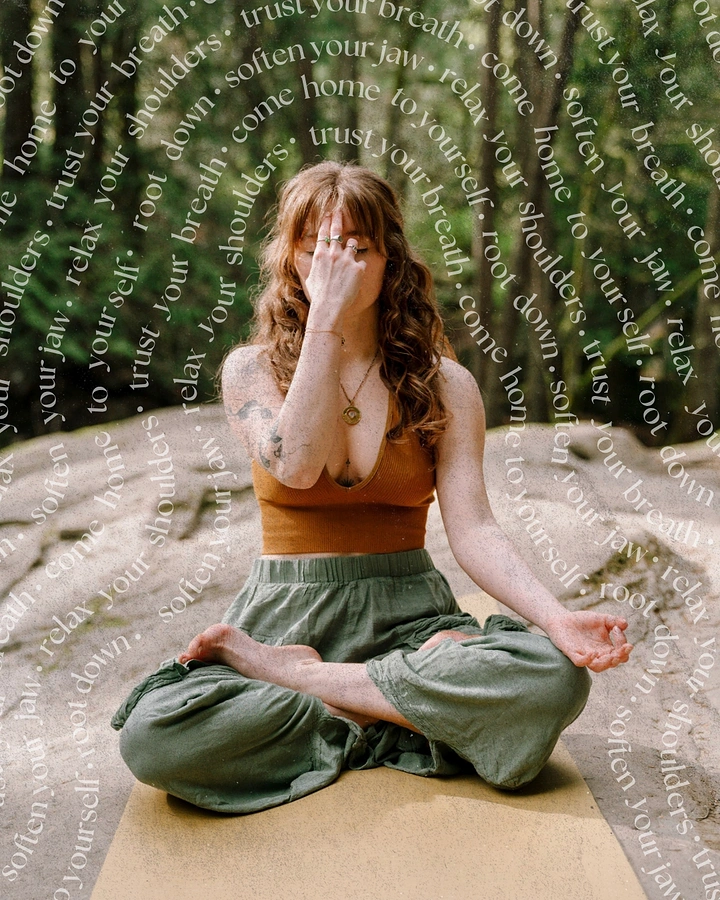 Yoga Studios creative ad: Breathing cues ripple outward as concentric text rings