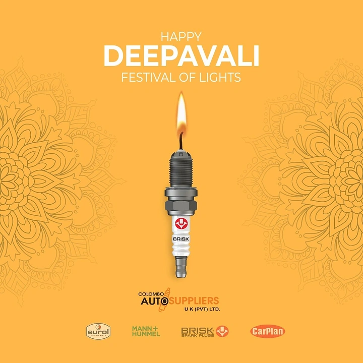 Diwali creative ad: Spark plug with a flame like a candle