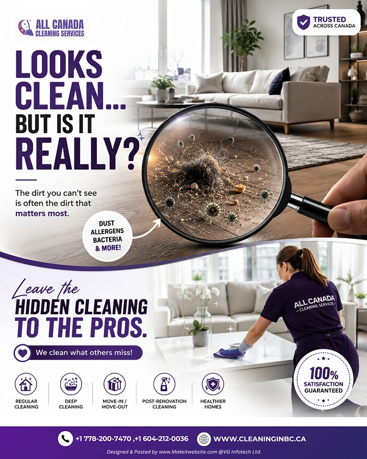 Cleaning Services creative ad: Magnifier reveals hidden dirt, 'Looks clean?'