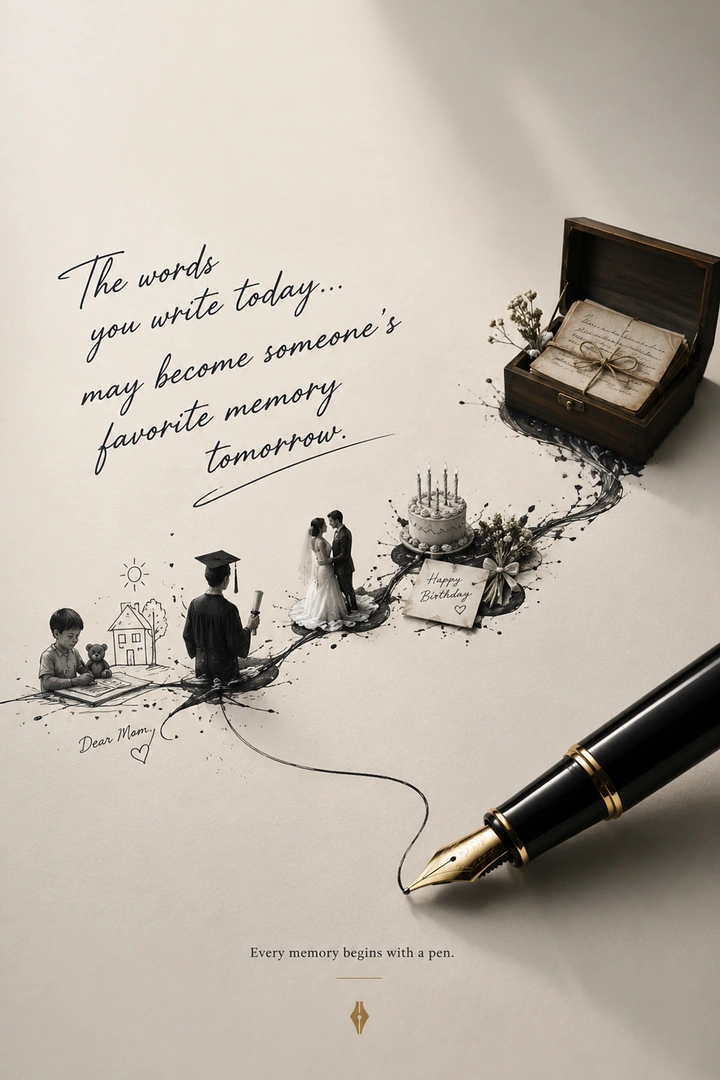 Pens & Writing Instruments creative ad: Pen trail becomes a nostalgic memory journey