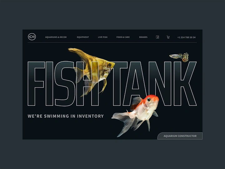 Aquarium Shops creative ad: Fish swimming through FISHTANK wordmark