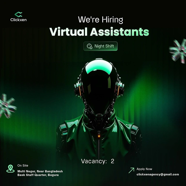 Virtual Assistant Services creative ad: Robot visual makes virtual hiring memorable