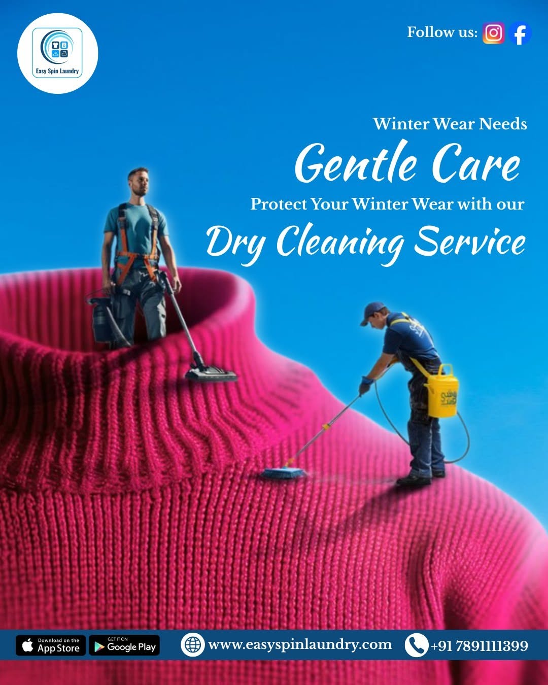 Instagram post: Tiny cleaners working on giant sweater