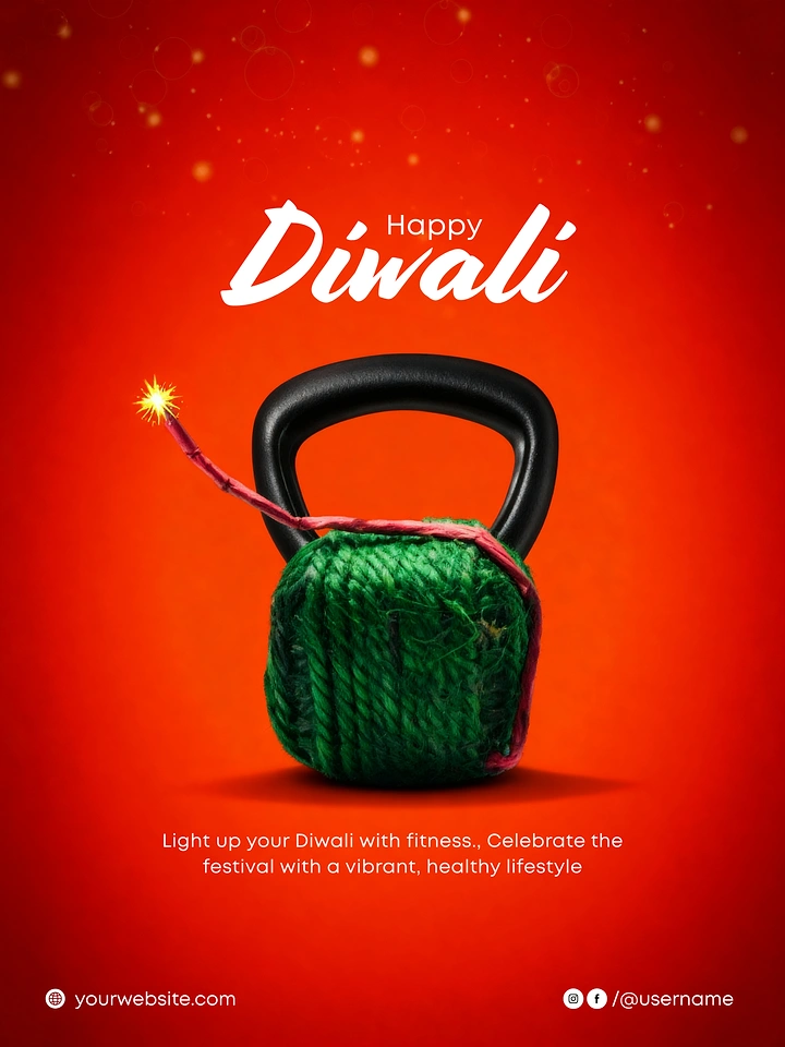 Diwali creative ad: Kettlebell as sutli bomb, fitness pun