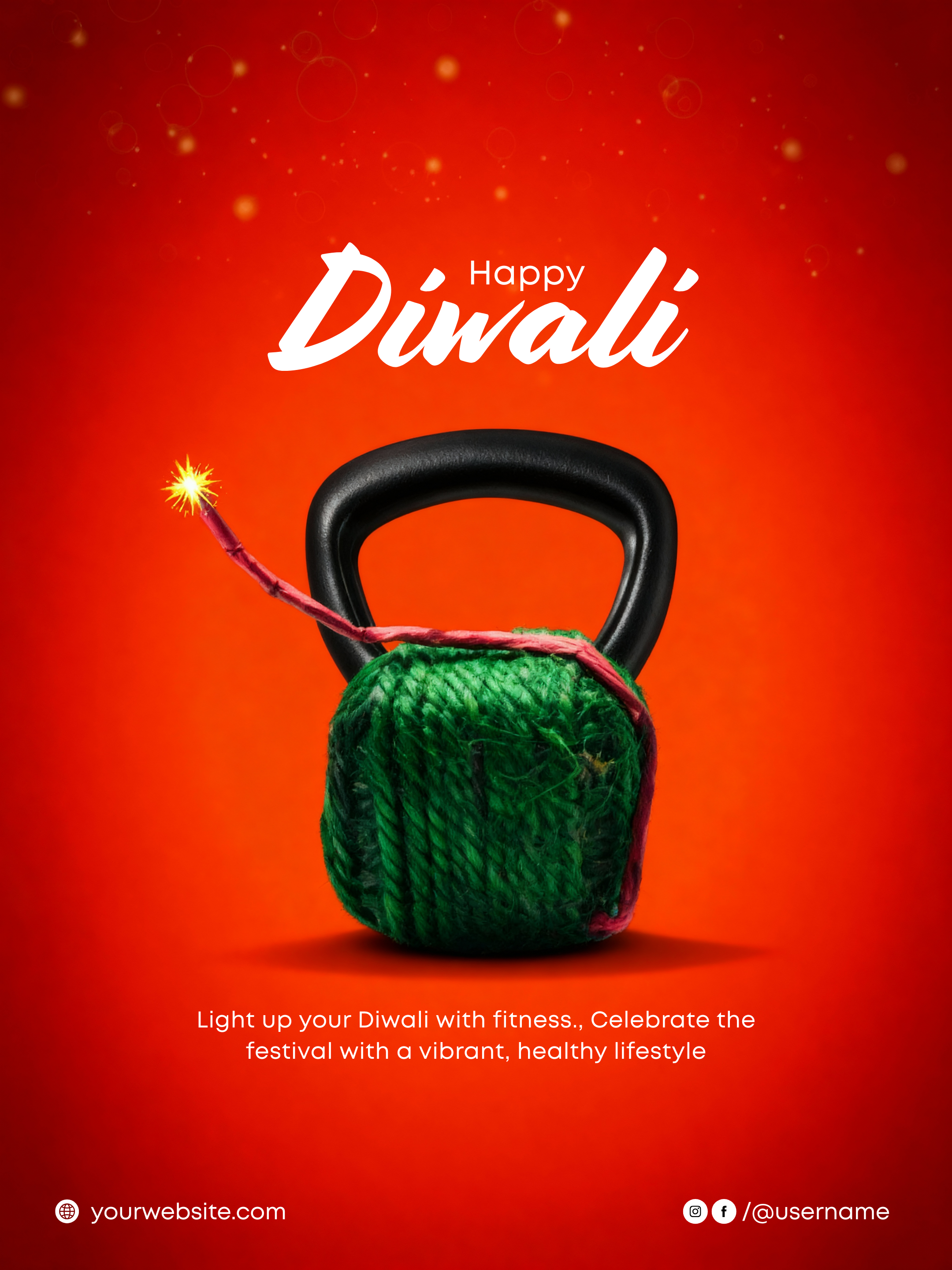 Kettlebell styled as a green rope-wrapped firecracker with a lit fuse
