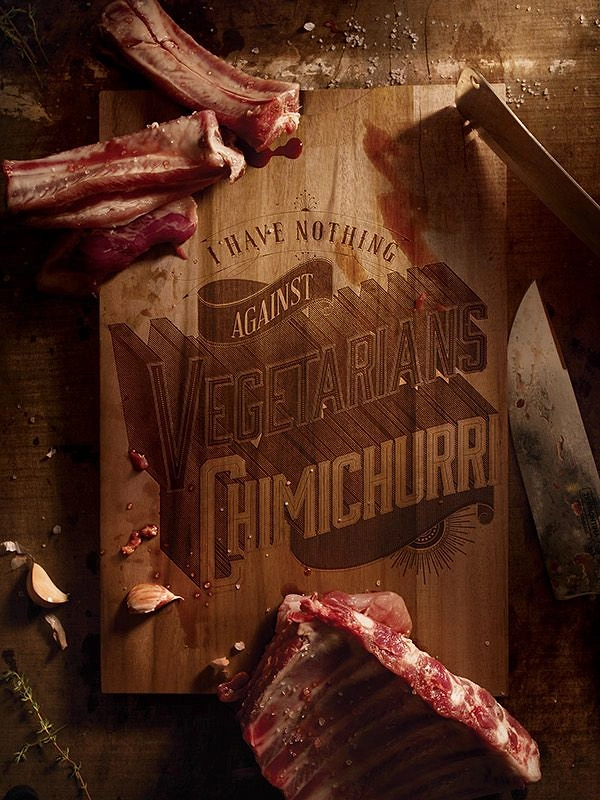 BBQ & Grill Restaurants creative ad: Witty anti-vegetarian copy with meat metaphor