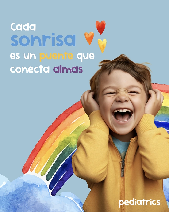 Pediatricians & Children's Clinics creative ad: Smile-as-bridge message with joyful child