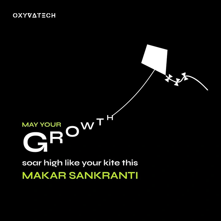 Makar Sankranti creative ad: White flat kite whose string ends in rising letters