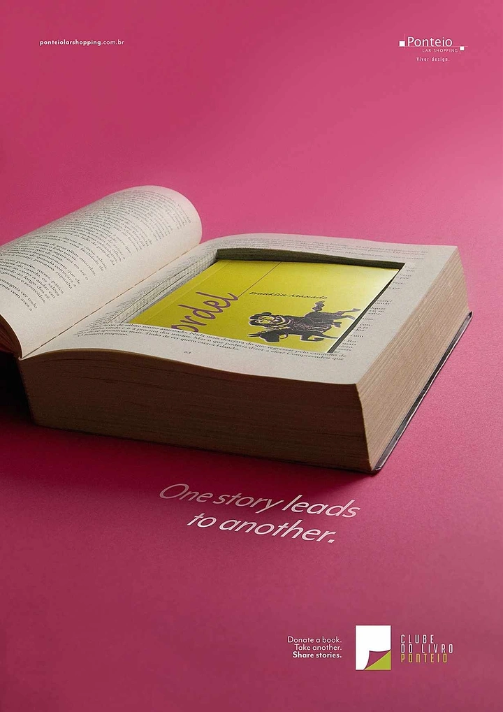 Bookstores creative ad: Book hidden inside book: story leads on