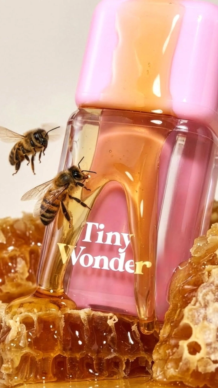 Honey Brands creative ad: Surreal oversized bottle bee habitat