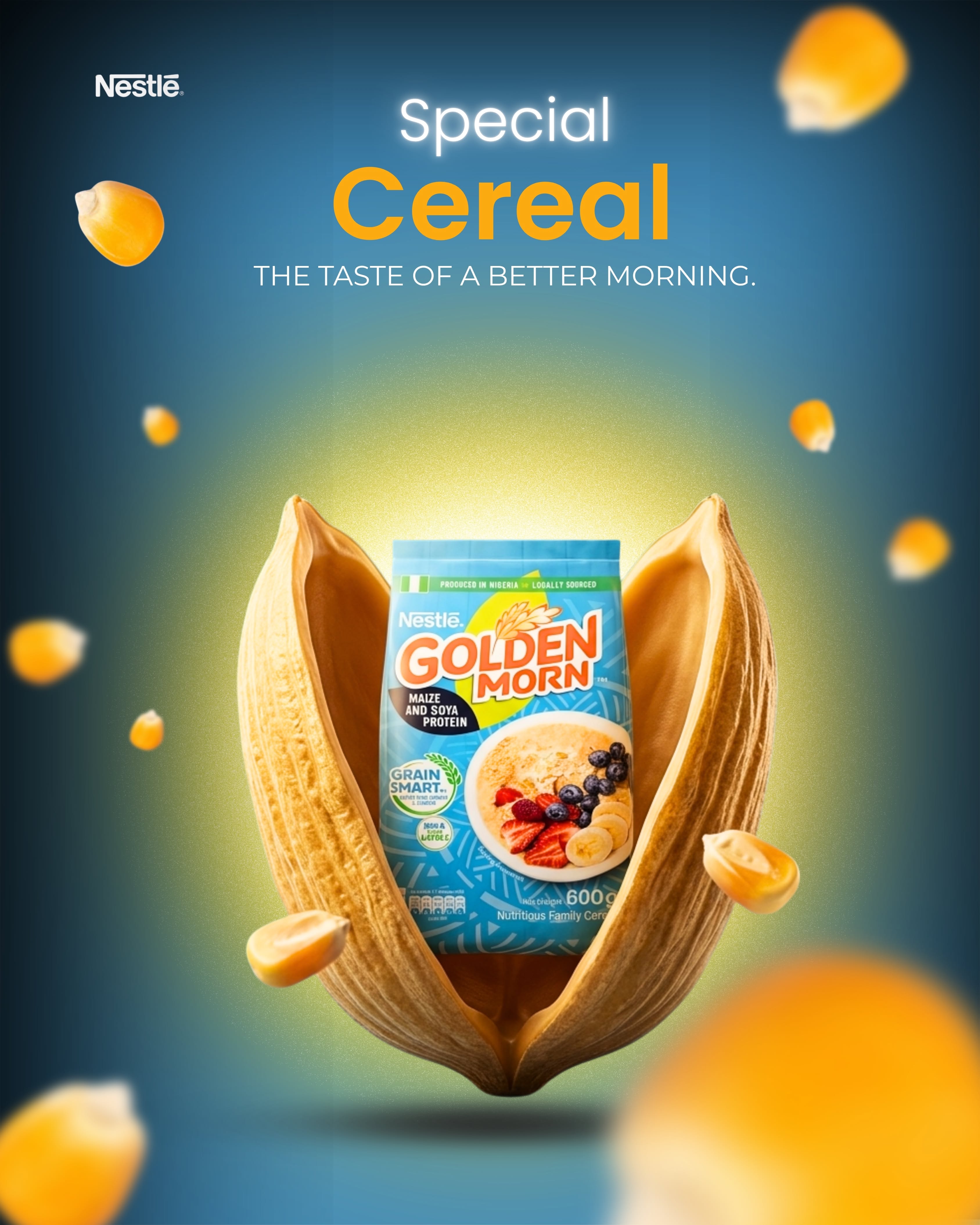Instagram post: Cereal emerging from corn husk